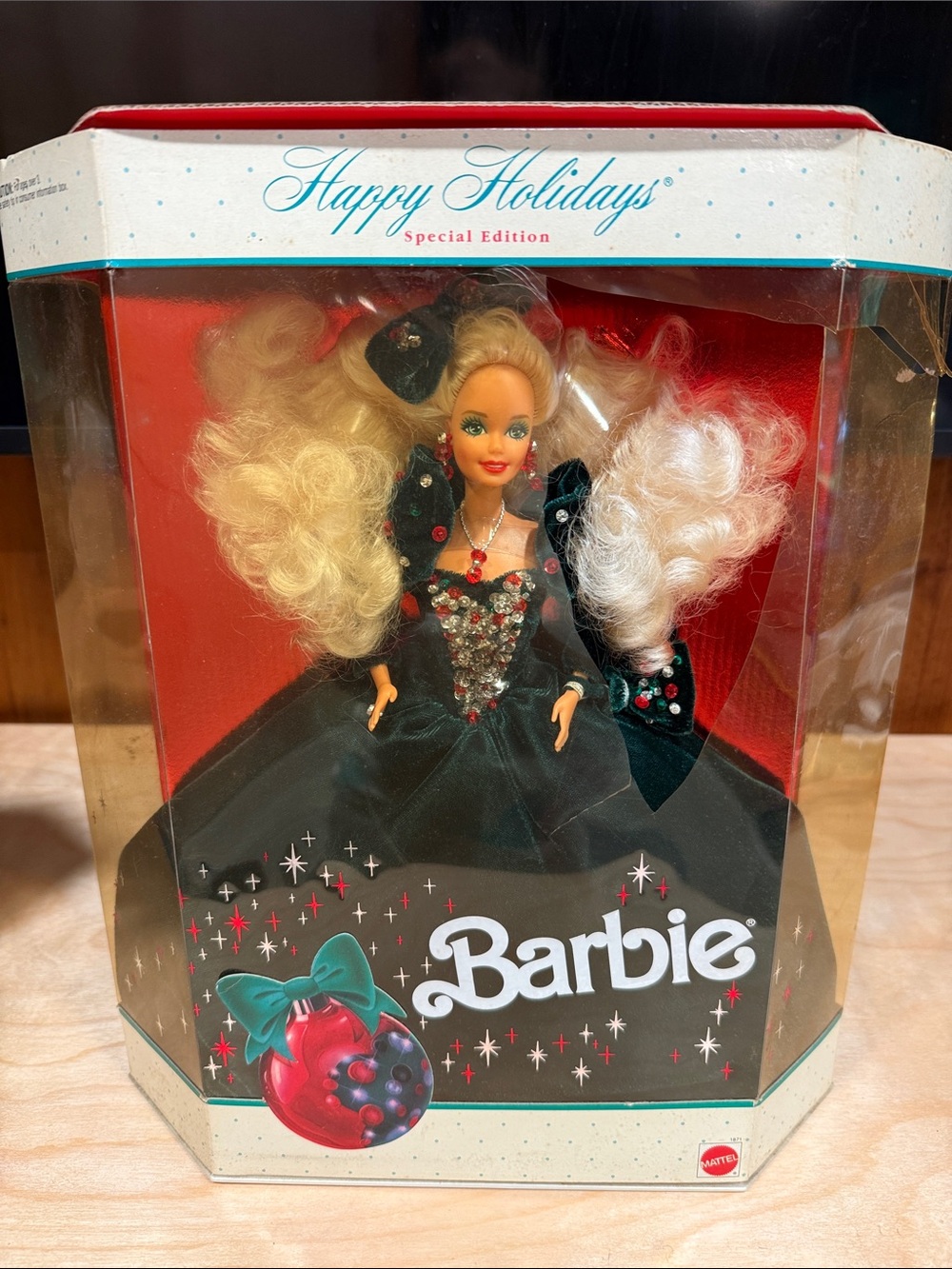 Barbie Happy Holidays Special Edition Green and Red Velvet Gown Doll 1991